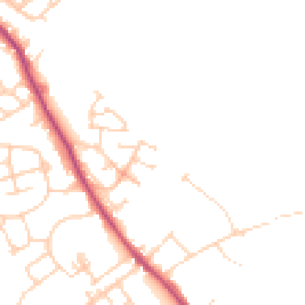 Daytime road noise heatmap for WF9 5LL