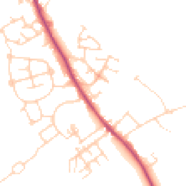 Daytime road noise heatmap for WF9 5LQ