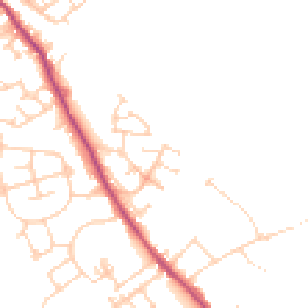 Daytime road noise heatmap for WF9 5LT
