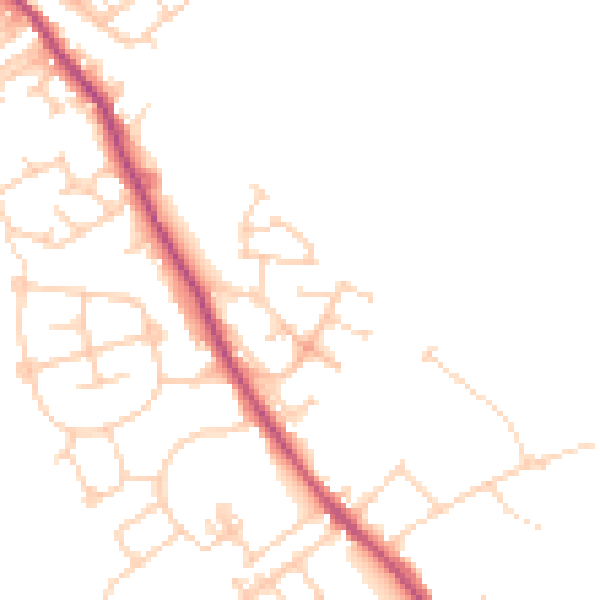 Daytime road noise heatmap for WF9 5LX