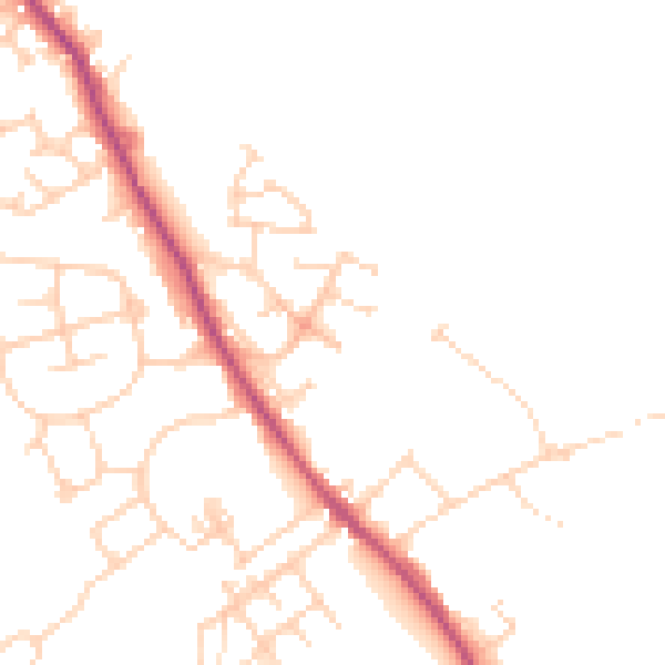 Daytime road noise heatmap for WF9 5LY