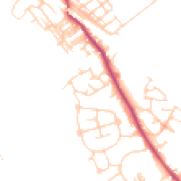 Daytime road noise heatmap for WF9 5NB