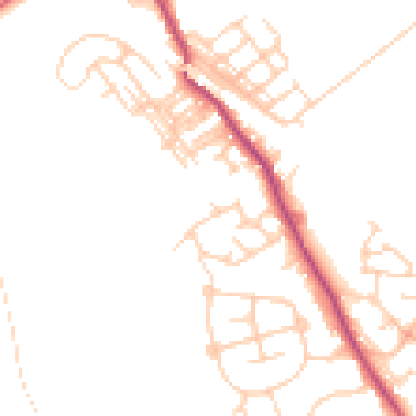 Daytime road noise heatmap for WF9 5NE
