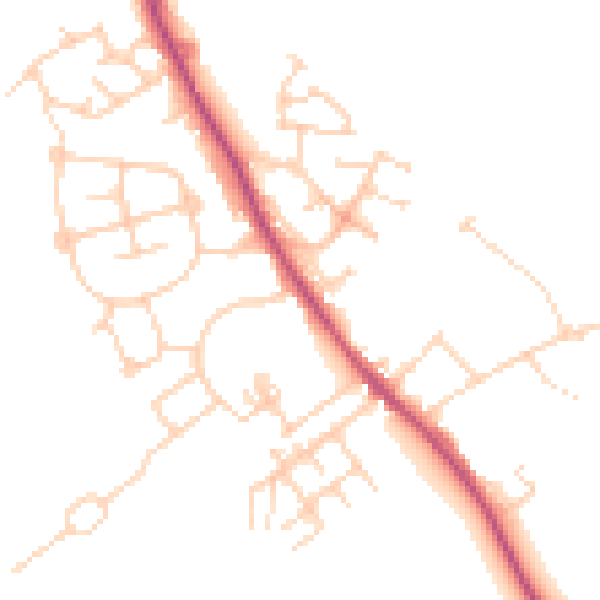 Daytime road noise heatmap for WF9 5NQ
