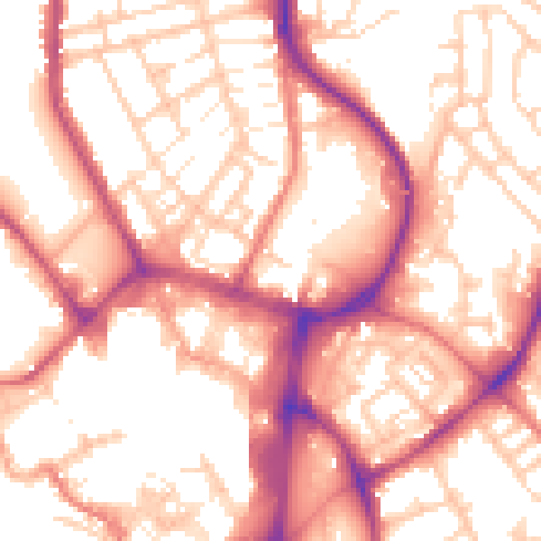 Daytime road noise heatmap for WN1 1AE