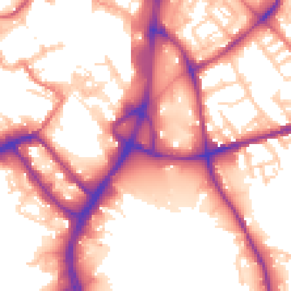 Daytime road noise heatmap for WN1 1DL