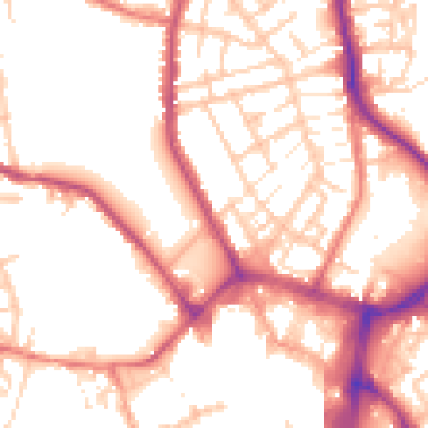 Daytime road noise heatmap for WN1 1DT