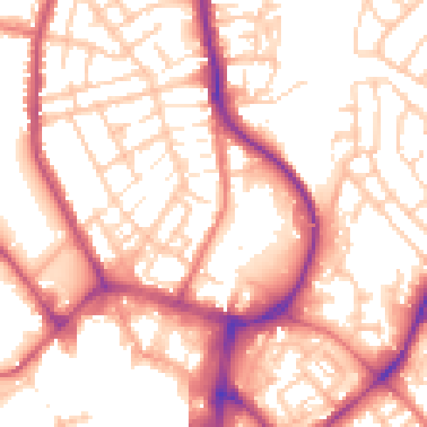 Daytime road noise heatmap for WN1 1ER