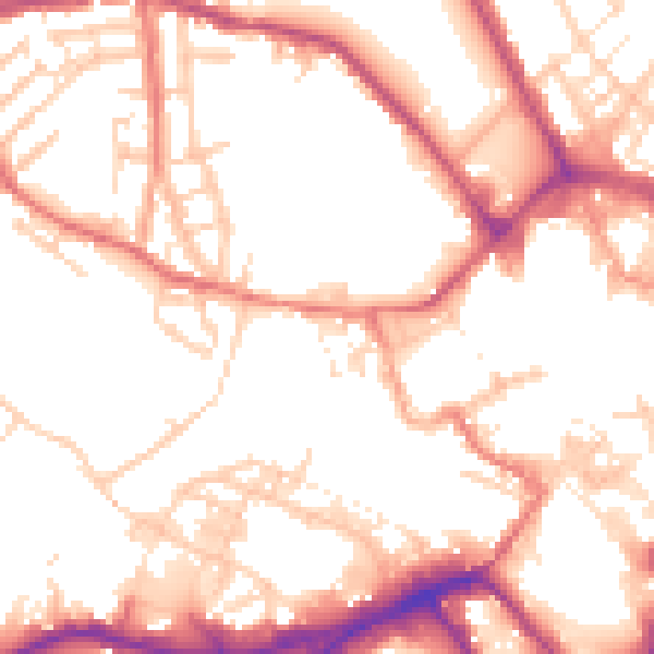 Daytime road noise heatmap for WN1 1EX