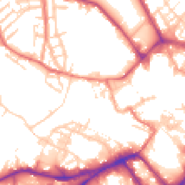 Daytime road noise heatmap for WN1 1EY