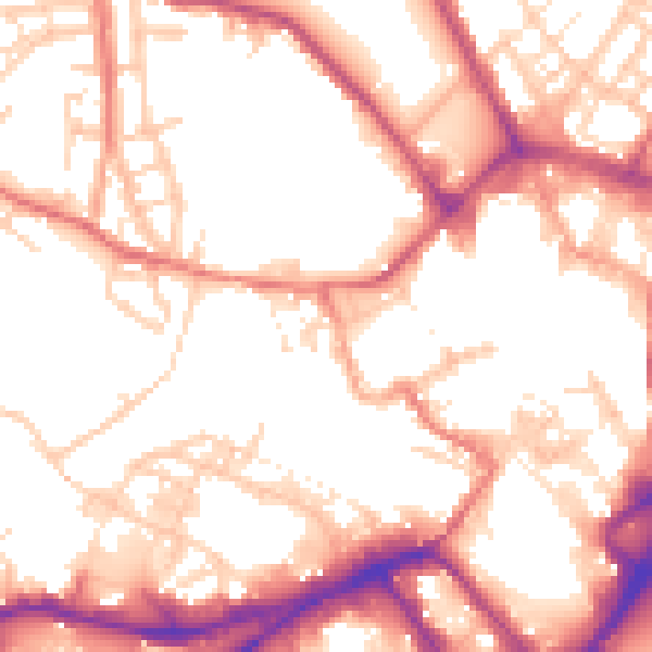 Daytime road noise heatmap for WN1 1HB