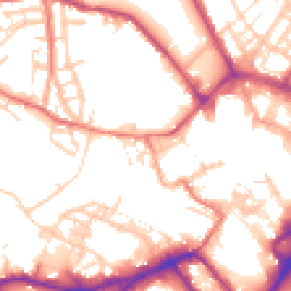 Daytime road noise heatmap for WN1 1HZ