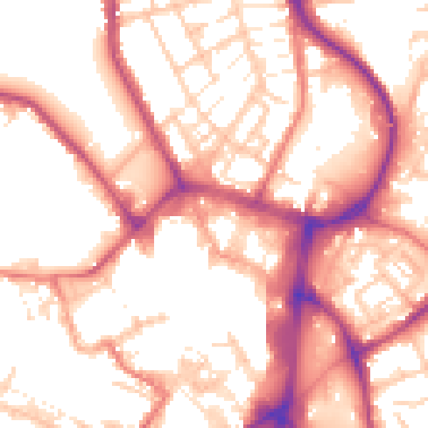 Daytime road noise heatmap for WN1 1QB