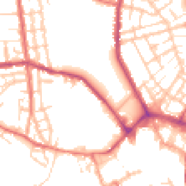 Daytime road noise heatmap for WN1 1RU