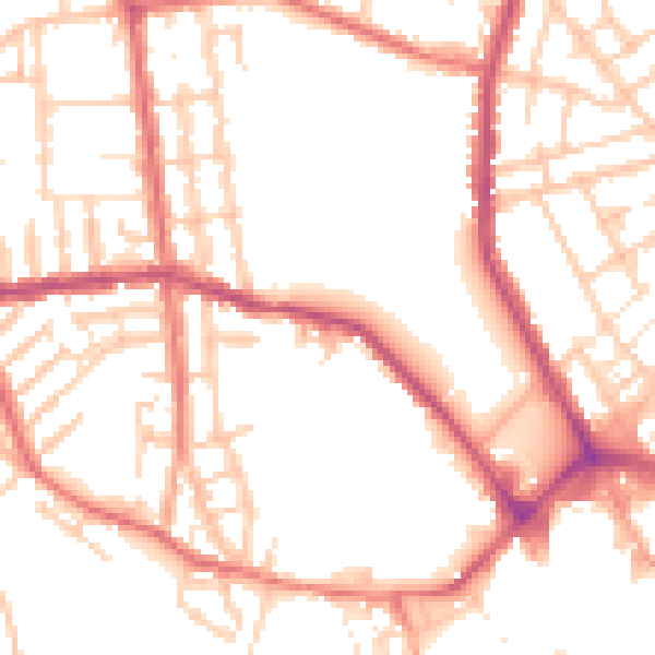 Daytime road noise heatmap for WN1 1RY