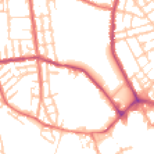 Daytime road noise heatmap for WN1 1RZ