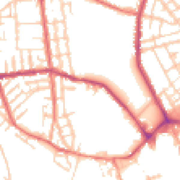 Daytime road noise heatmap for WN1 1SA