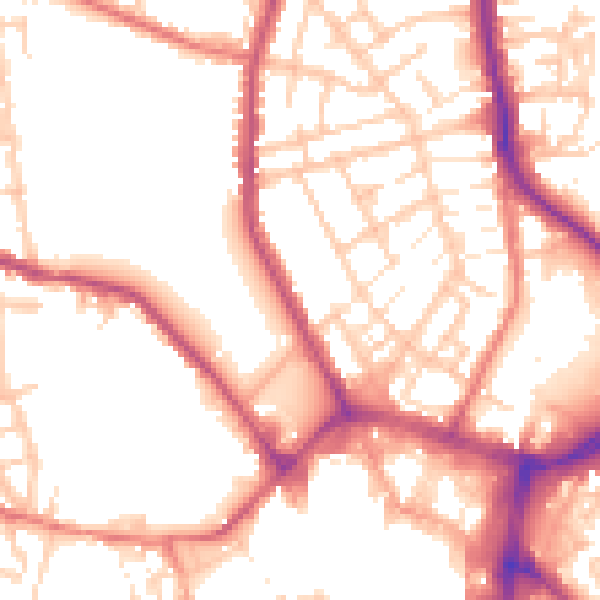 Daytime road noise heatmap for WN1 1SX