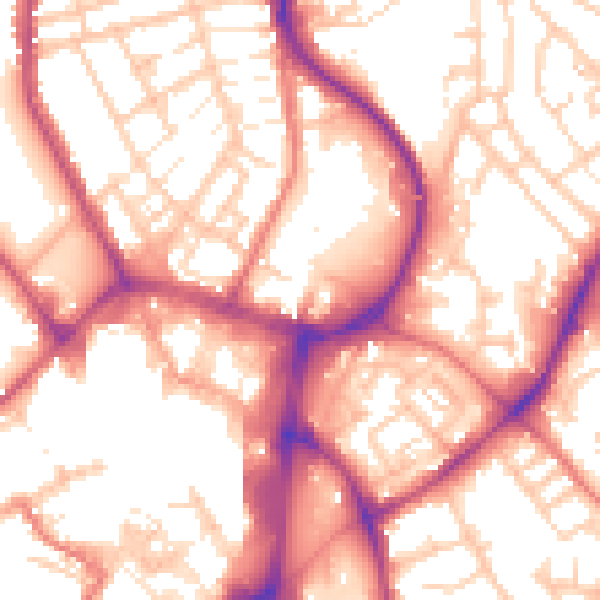 Daytime road noise heatmap for WN1 1XG