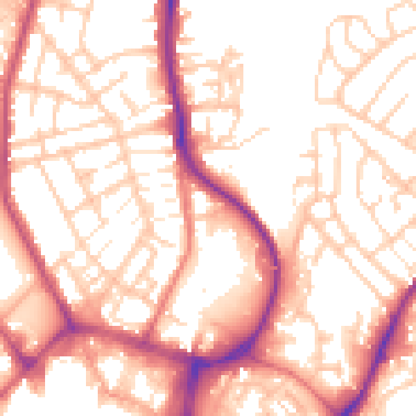 Daytime road noise heatmap for WN1 1XT