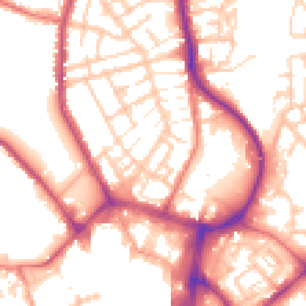Daytime road noise heatmap for WN1 2AG