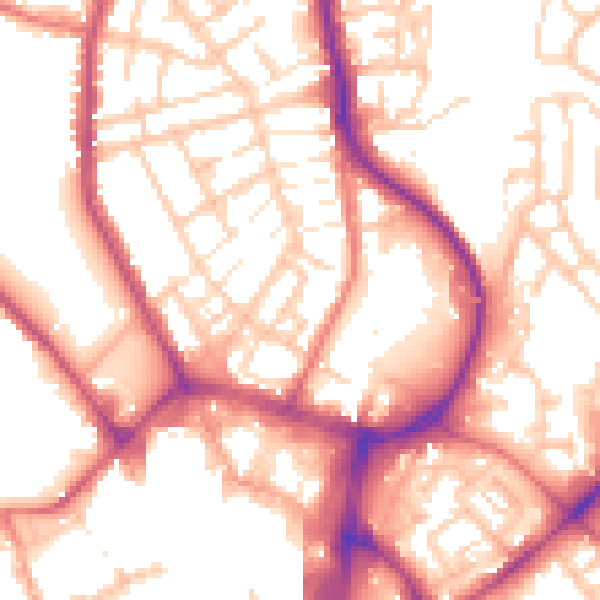 Daytime road noise heatmap for WN1 2AH