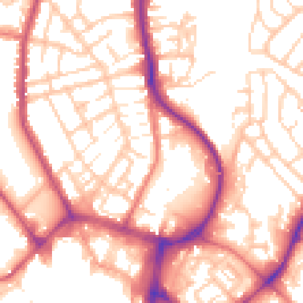 Daytime road noise heatmap for WN1 2AW