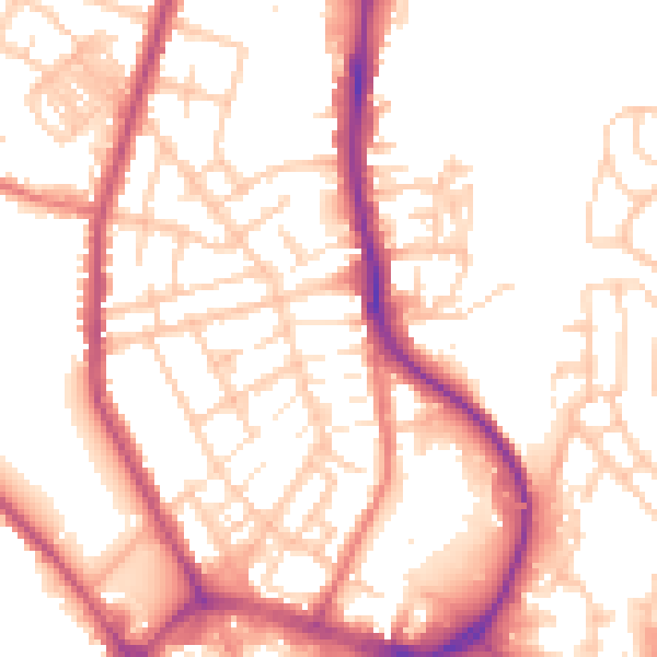 Daytime road noise heatmap for WN1 2BJ