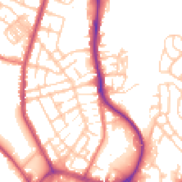 Daytime road noise heatmap for WN1 2BL