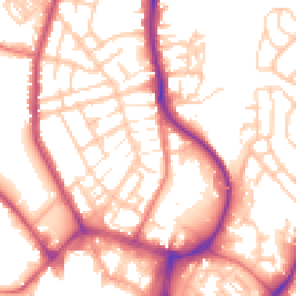 Daytime road noise heatmap for WN1 2BU