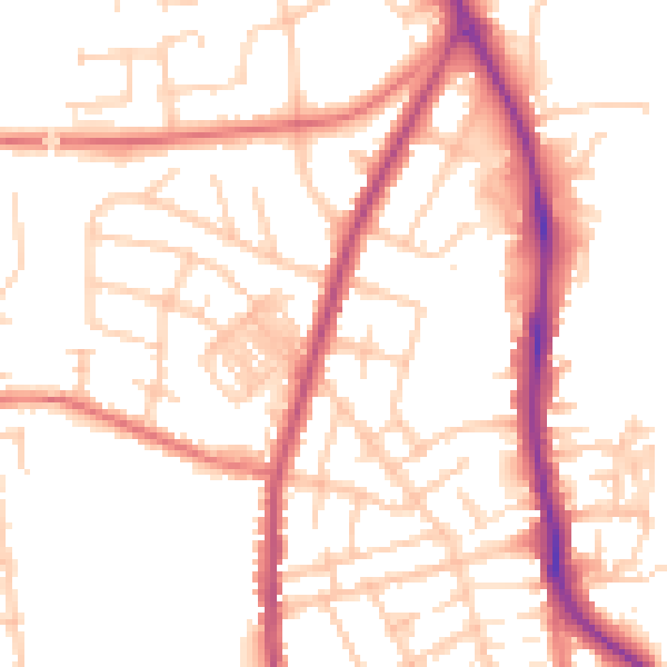Daytime road noise heatmap for WN1 2DF