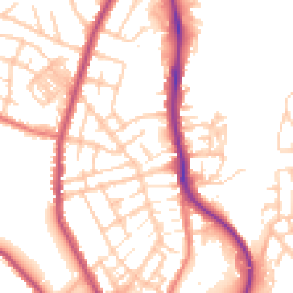Daytime road noise heatmap for WN1 2DP