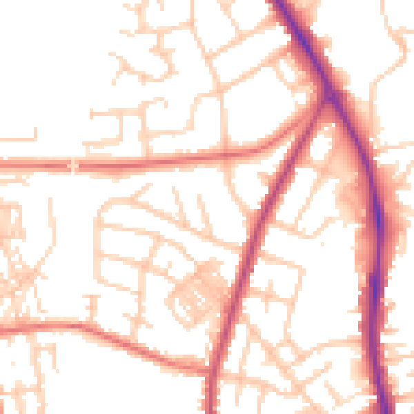 Daytime road noise heatmap for WN1 2EY