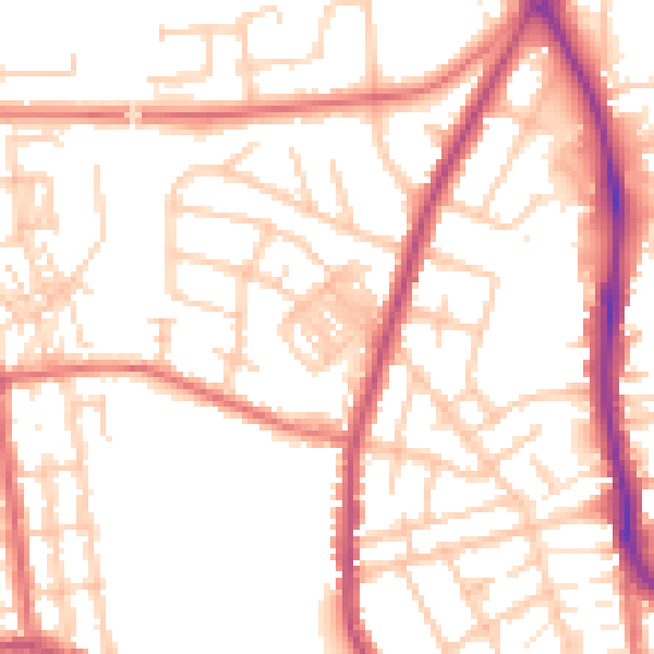 Daytime road noise heatmap for WN1 2HL