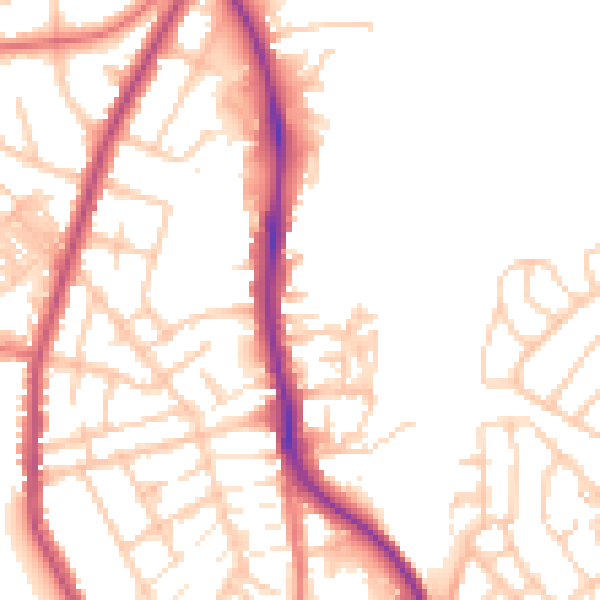 Daytime road noise heatmap for WN1 2NE