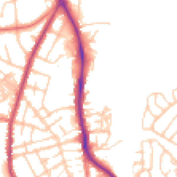 Daytime road noise heatmap for WN1 2NF