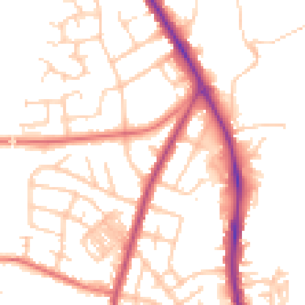 Daytime road noise heatmap for WN1 2PL