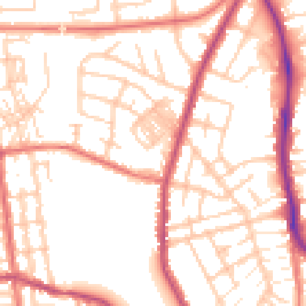 Daytime road noise heatmap for WN1 2PZ