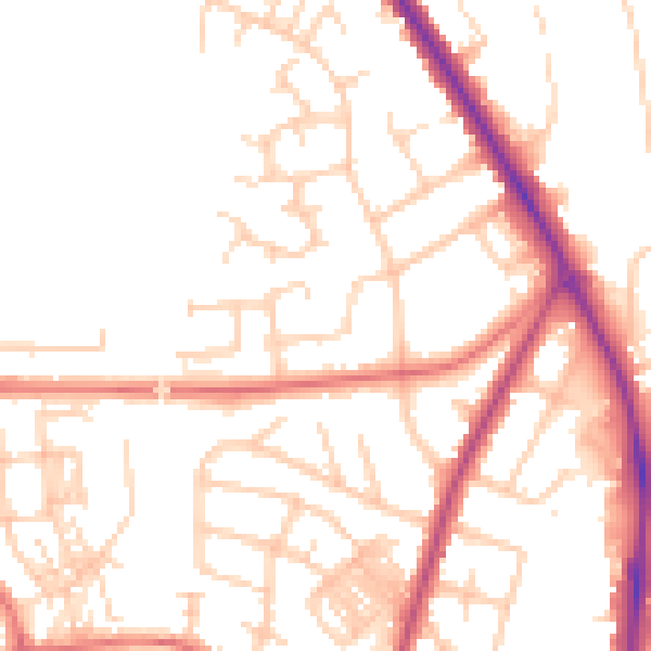 Daytime road noise heatmap for WN1 2QG