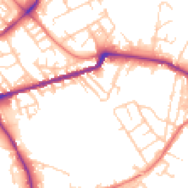 Daytime road noise heatmap for WN1 3DA