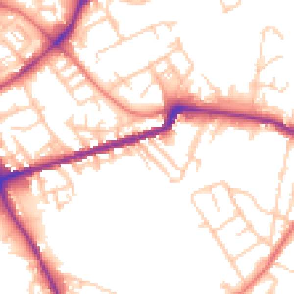 Daytime road noise heatmap for WN1 3DB
