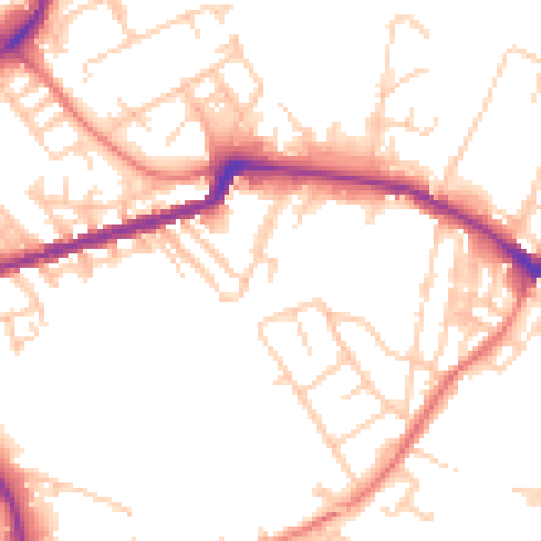 Daytime road noise heatmap for WN1 3DL