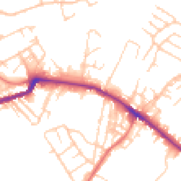 Daytime road noise heatmap for WN1 3DQ