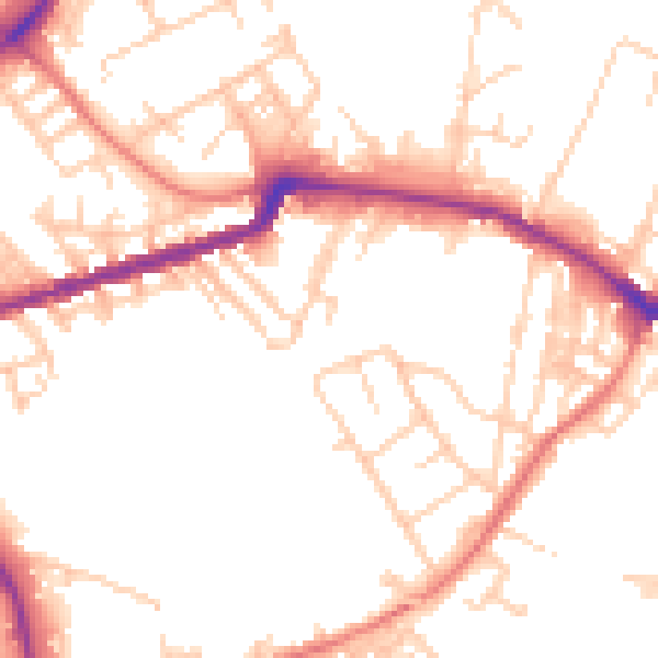Daytime road noise heatmap for WN1 3DT