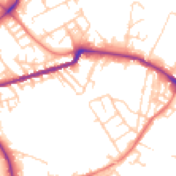Daytime road noise heatmap for WN1 3DU