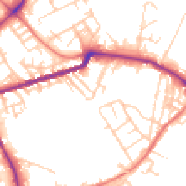 Daytime road noise heatmap for WN1 3DX