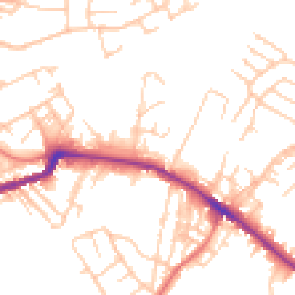 Daytime road noise heatmap for WN1 3HB
