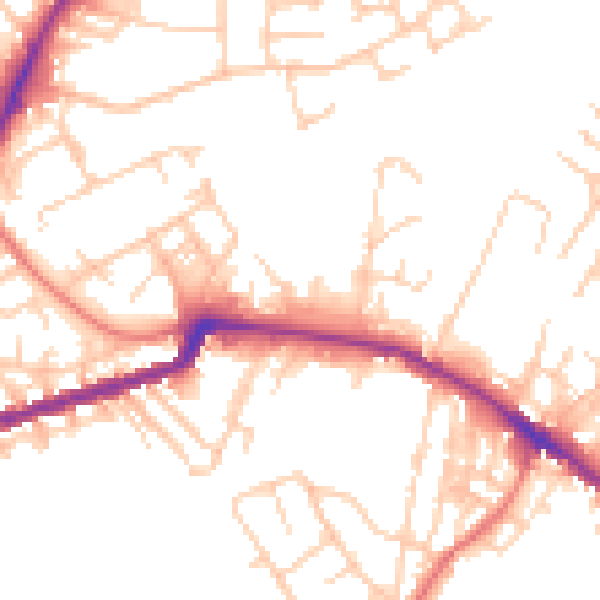 Daytime road noise heatmap for WN1 3HH