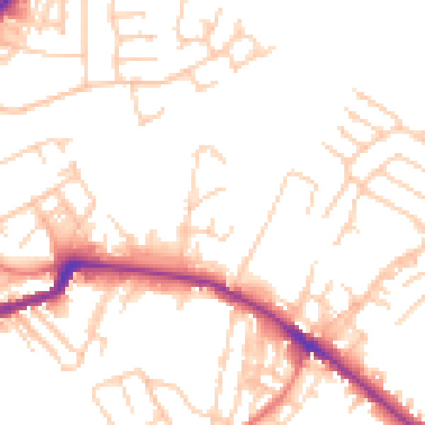 Daytime road noise heatmap for WN1 3HP
