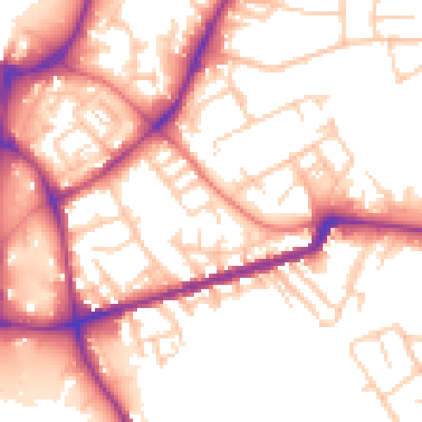 Daytime road noise heatmap for WN1 3JB